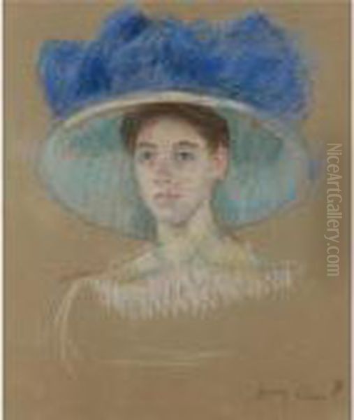 Tete De Femme Au Grand Chapeau Oil Painting by Mary Cassatt