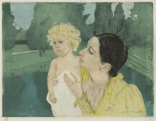 By The Pond (b. 161; M. & S. 21) Oil Painting by Mary Cassatt