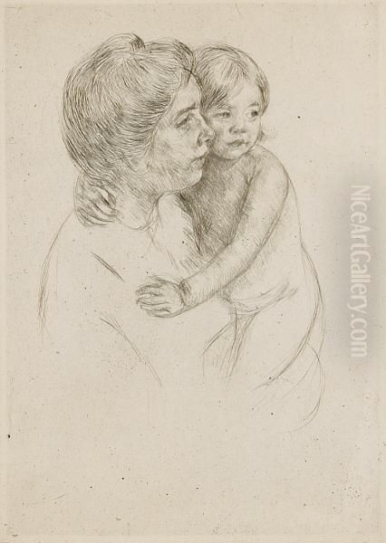 Denise Holding Her Child Oil Painting by Mary Cassatt