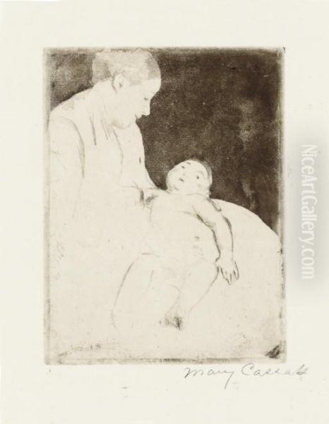 Bill Lying On His Mother's Lap (b. 101) Oil Painting by Mary Cassatt