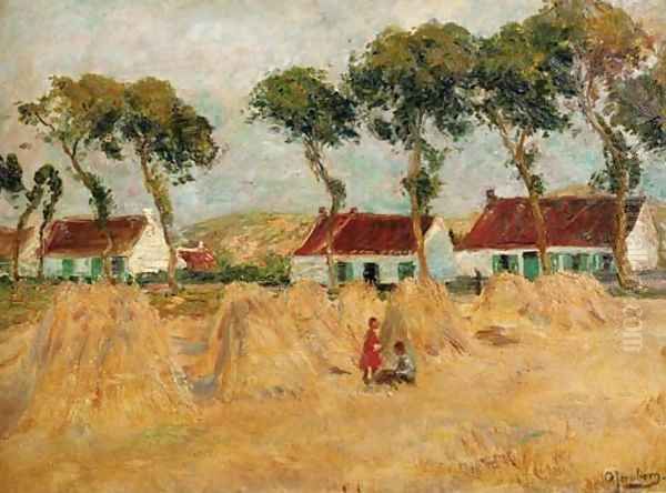 In the field in summer Oil Painting by August Jernberg