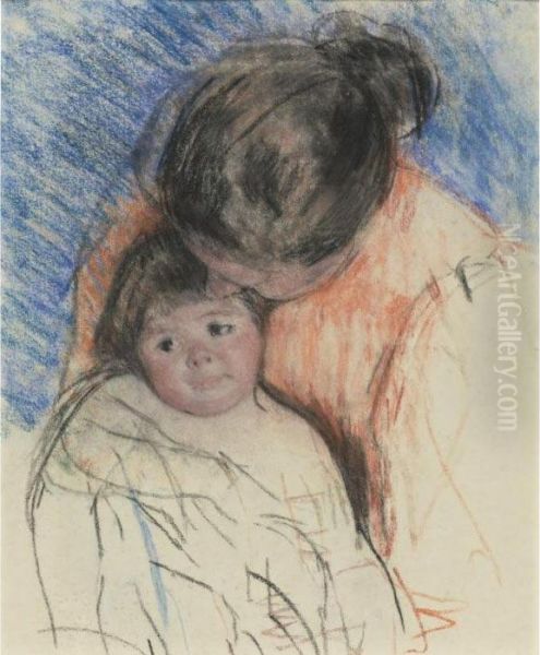 Mother Looking Down At Thomas Oil Painting by Mary Cassatt