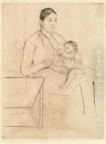 Nursing Oil Painting by Mary Cassatt