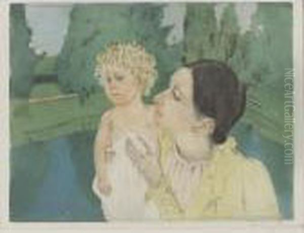 By The Pond (b. 161; M./s. 21) Oil Painting by Mary Cassatt