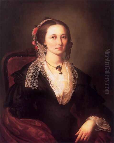 The Artists Wife 1856 Oil Painting by Karoly Jakobey