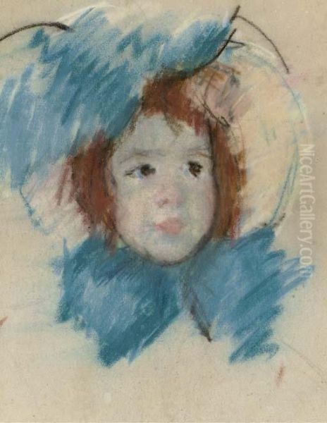 Sketch Of Head Of Margot In A Bonnet Looking To The Right Oil Painting by Mary Cassatt