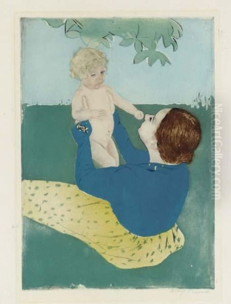 Under The Horse Chestnut Tree Oil Painting by Mary Cassatt