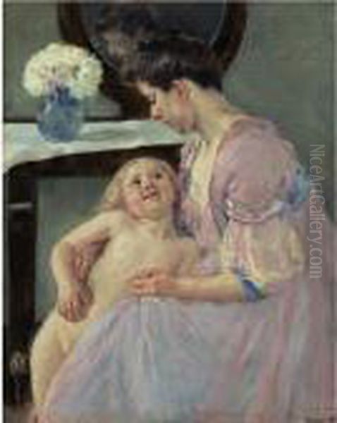 The Mauve Dressing Gown Oil Painting by Mary Cassatt