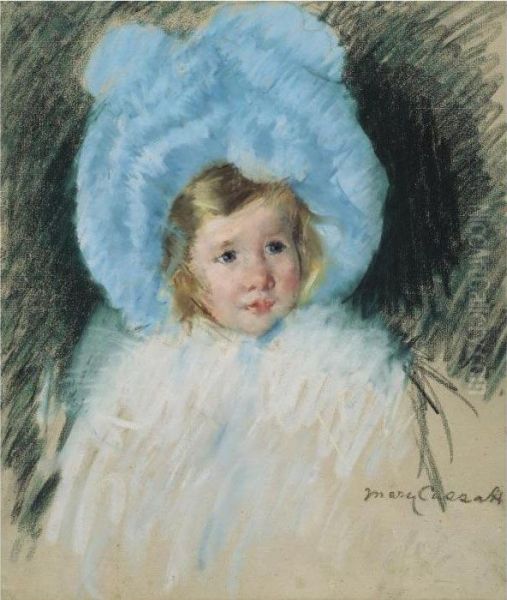 Simone In Blue Plumed Hat Oil Painting by Mary Cassatt