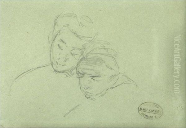 Two Female Figures Oil Painting by Mary Cassatt