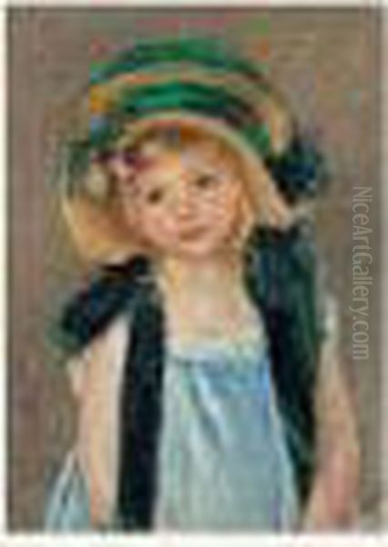 Sara Avec Un Grand Chapeau Et Une Prune En Pendentif Oil Painting by Mary Cassatt