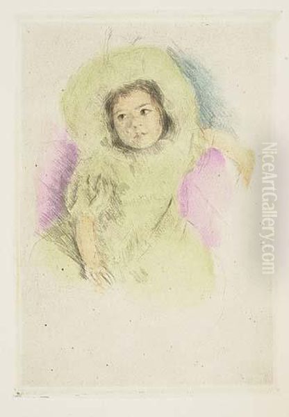 Margot Wearing A Bonnet (no. 1)<</b> Oil Painting by Mary Cassatt