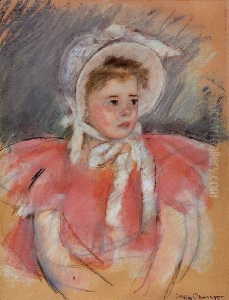 Simone In A White Bonnet Seated With Clasped Hands (no. 1) Oil Painting by Mary Cassatt