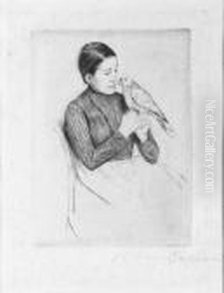 The Parrot Oil Painting by Mary Cassatt