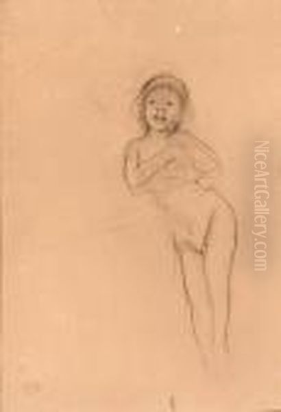 Nude Little Girl Leaning Against Her Mother Oil Painting by Mary Cassatt