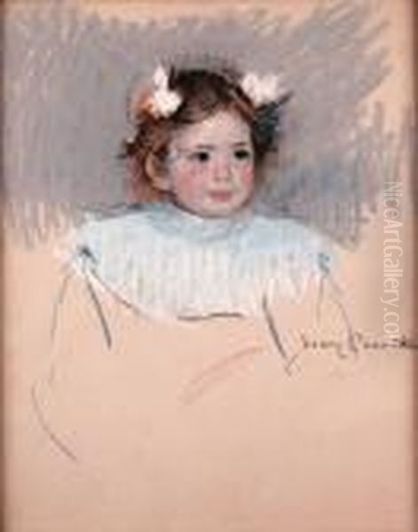 Ellen With Bows In Her Hair, Looking Right Oil Painting by Mary Cassatt