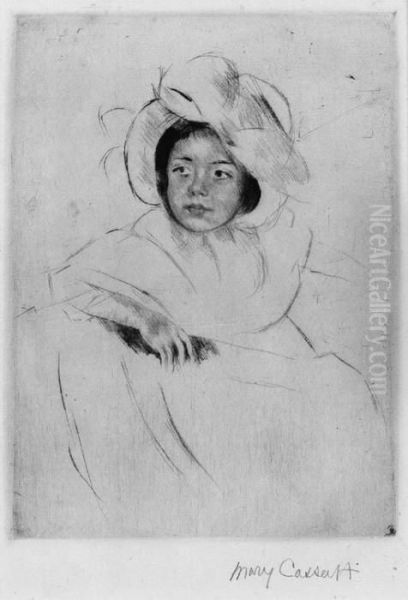 Margot Wearing A Bonnet Oil Painting by Mary Cassatt