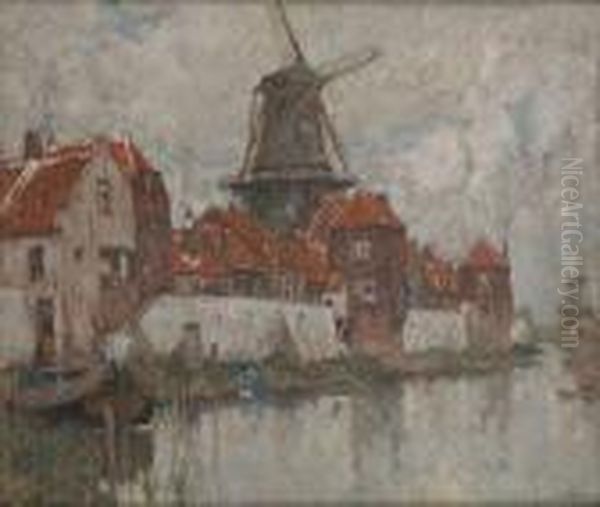 Lavandieres Sous Le Moulin Oil Painting by Hendrick, Henri Cassiers