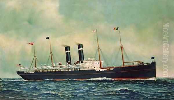 Steamer Kroonland Oil Painting by Antonio Jacobsen