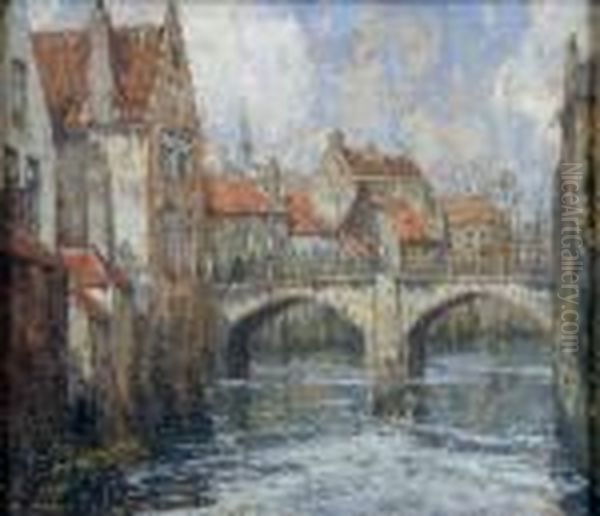 Pont A Brugge Oil Painting by Hendrick, Henri Cassiers