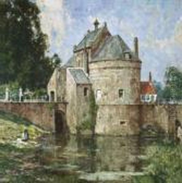 Vue De La Smedenpoort Bruges Oil Painting by Hendrick, Henri Cassiers