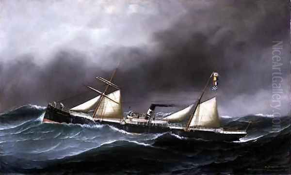 SS Brooklyn City Oil Painting by Antonio Jacobsen