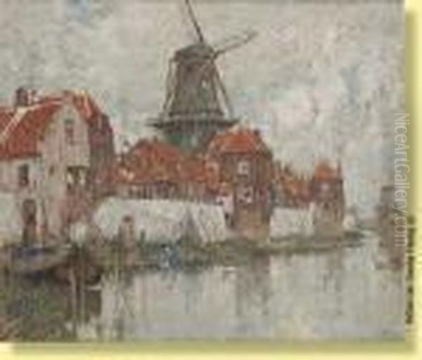 Lavandiere Sous Le Moulin Oil Painting by Hendrick, Henri Cassiers