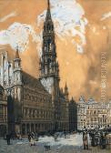 La Grande Place A Bruxelles Oil Painting by Hendrick, Henri Cassiers