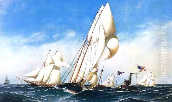 Rounding the Mark, NYCC Regatta 1886 Oil Painting by Antonio Jacobsen