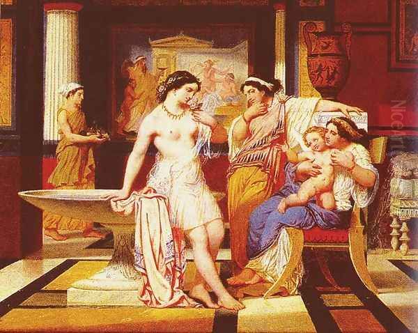 Ladies In A Pompeian Interior Oil Painting by Pierre Jules Jollivet