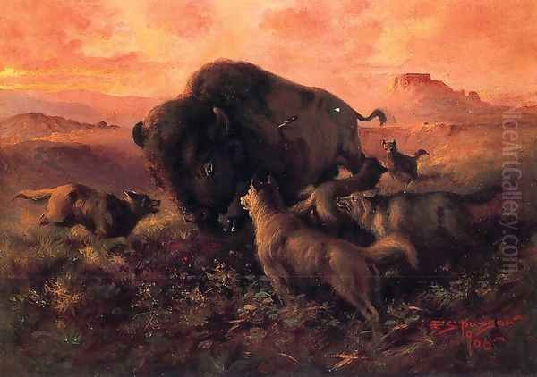 The Wounded Buffalo Oil Painting by Frank Johnson