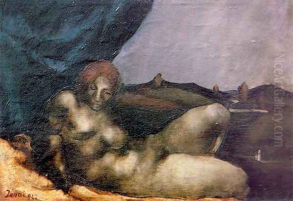 Reclining Nude 1922 Oil Painting by David Jandi