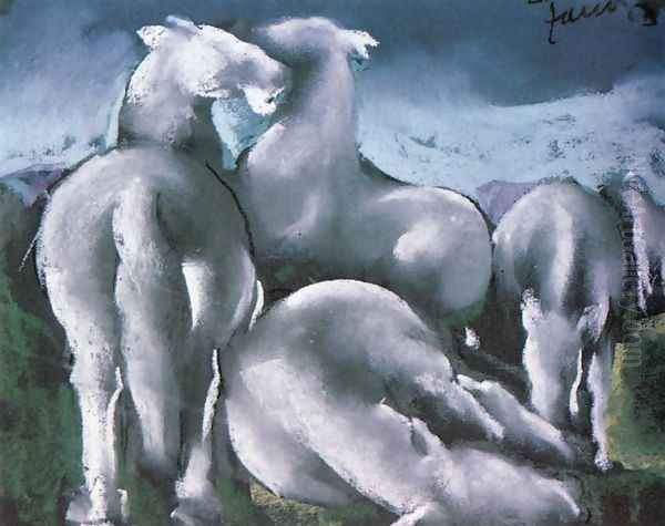 Horses 1933 Oil Painting by David Jandi