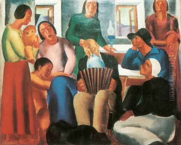 Singing family 1933 Oil Painting by David Jandi