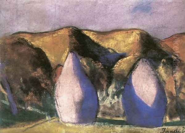 Haystacks 1925 Oil Painting by David Jandi