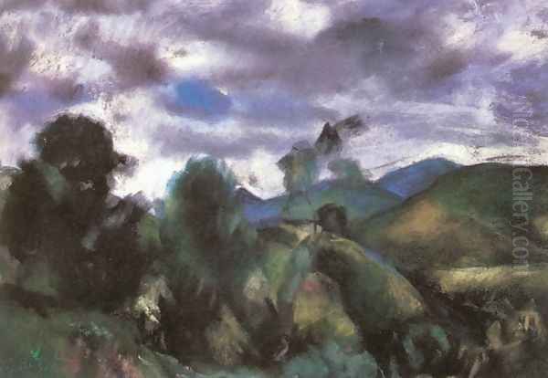 Stormy Landscape 1925 Oil Painting by David Jandi