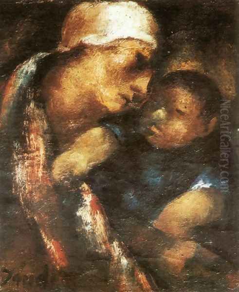 Mother and Child 1922 Oil Painting by David Jandi