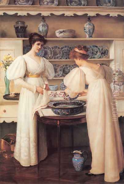 Blue and White Oil Painting by Louise Jopling