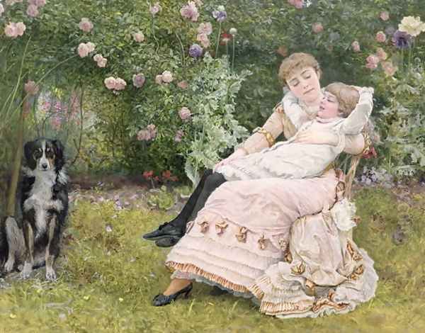 A rest in the garden Oil Painting by Edward Killingworth Johnson