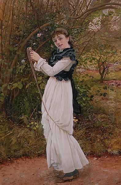 Skipping portrait of the artists daughter Barbara Oil Painting by Edward Killingworth Johnson