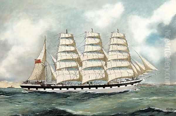 The four-masted barque 'Falls of Halladale' off Antwerp Oil Painting by Joseph Jansen