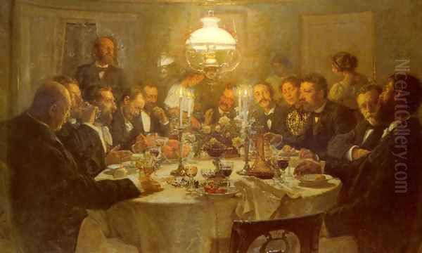 The Artists' Gathering Oil Painting by Viggo Johansen