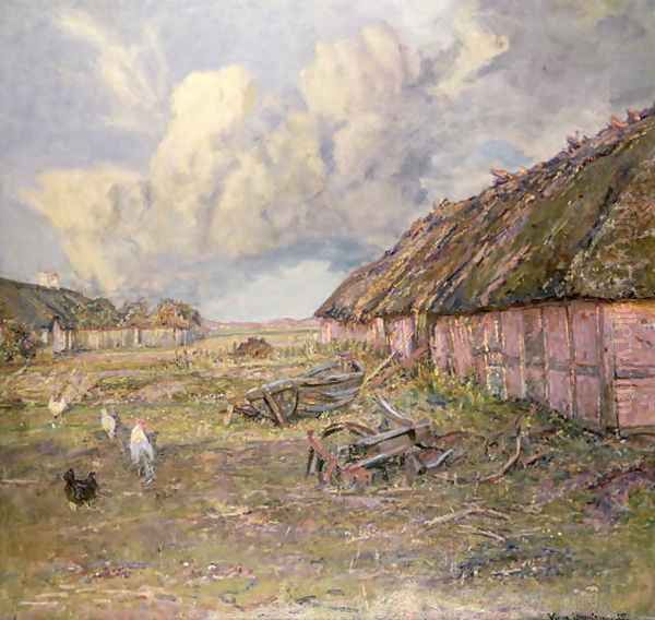 On the Farm Oil Painting by Viggo Johansen