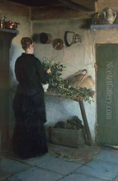 Lady in the Kitchen Oil Painting by Viggo Johansen