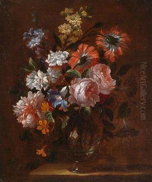 Two Still Lifes Of Flowers Oil Painting by Pieter III Casteels