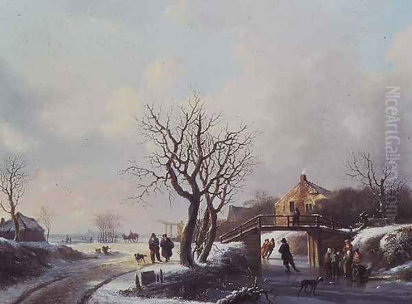 Winter Scene Oil Painting by S. J.