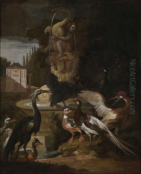 Bodegon De Un Aves Junto A Una Fuente Oil Painting by Pieter III Casteels