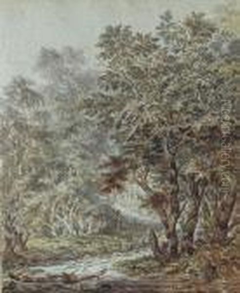 A Wooded Landscape With A Huntsman And A Stag Oil Painting by Pieter III Casteels