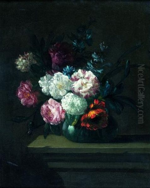 Nature Morte Au Vase De Fleurs Sur Un Entablement De Pierre Oil Painting by Pieter III Casteels