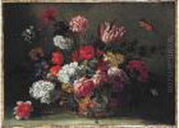 Bouquet De Fleurs Dans Une Corbeille D'osier Oil Painting by Pieter III Casteels